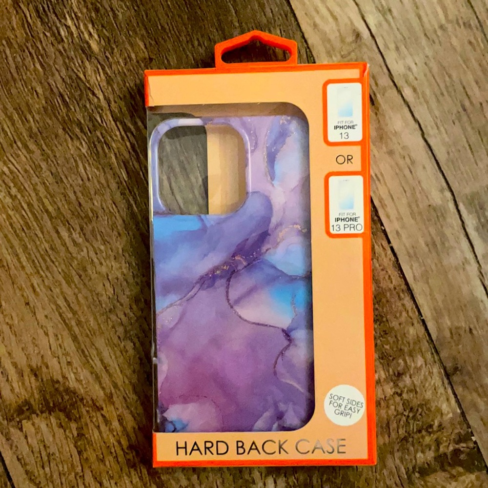 NWT Gina Concepts Purple/Blue Tie-Dye Phone Case With Gold
